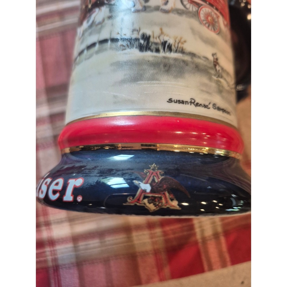 Vintage 1990 Budweiser Holiday Stein An American Tradition Clydesdales - Picture 8 of 11